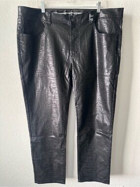 Barabas Black Croc Embossed Coated Pants Size 42 NWT Slim Fit Statement Jeans